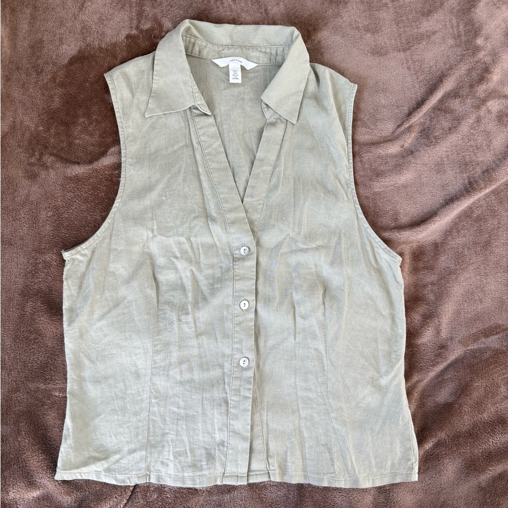 Light Green Sleeveless Shirt and Vest - 100% Cotton